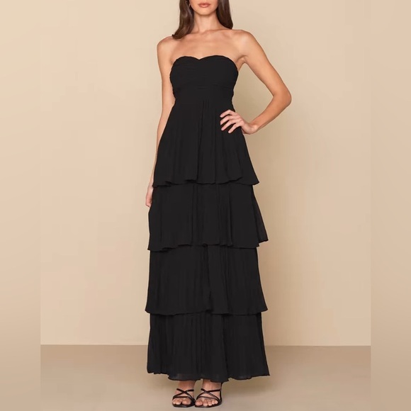 LULUS SERIOUSLY SENSATIONAL BLACK STRAPLESS MAXI DRESS NWT - Picture 2 of 15